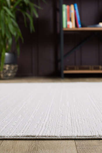 Empera Gemma - Pure White Saçaklı Modern Tozumaz Halı