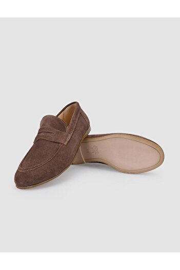 Cabani %100 Hakiki Deri Kahverengi Süet Kadın Loafer