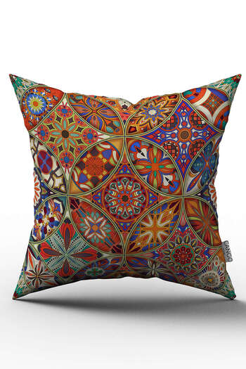 Cango Home Orange Multi-Colored Retro Vintage Patterned Digital Printed Throw Pillow Cover - Otyk010