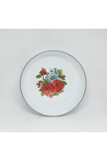 Avşar Enamel House 20 cm Decored Enamel Salade Plate Presentation Brown Plate