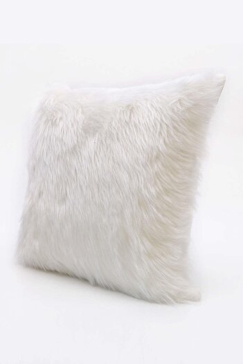 Cango Home Pillow Dirty Cover - Long Fluffy Plush - White Color
