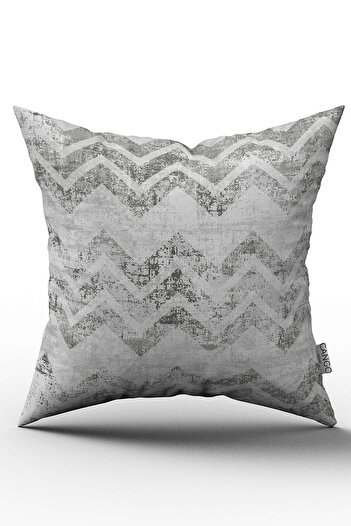 Cango Home White Gray Decorative Zigzag Abstract Patterned Digital Printed Throw Pillow Cover - Ylms104