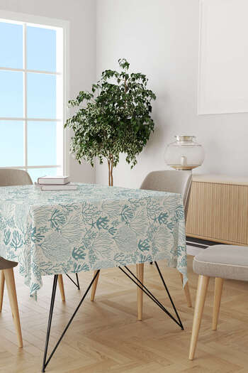 Cango Home Blue and White Marine Themed Patterned Digital Printed Tablecloth Cgh584-ms