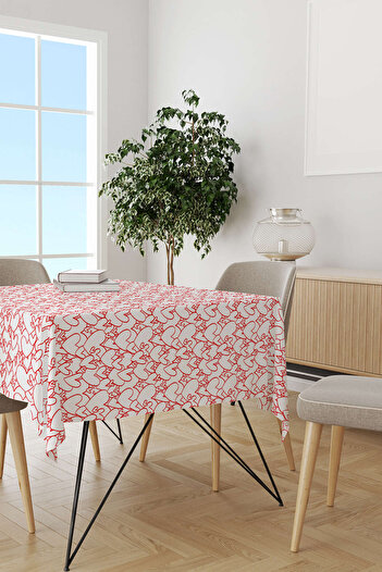 Cango Home Alb Roșu Inimă Model Imprimat Digital Desktop Cgh1037-ms