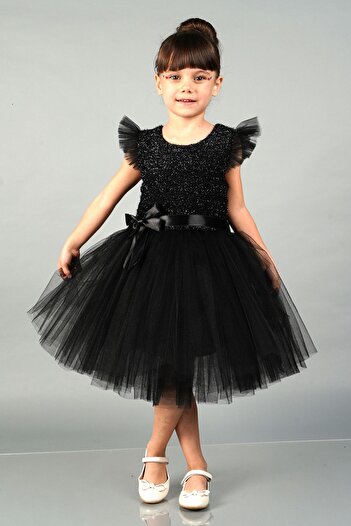 Mixie Black Tulle Girls' Evening Dress Party Dress
