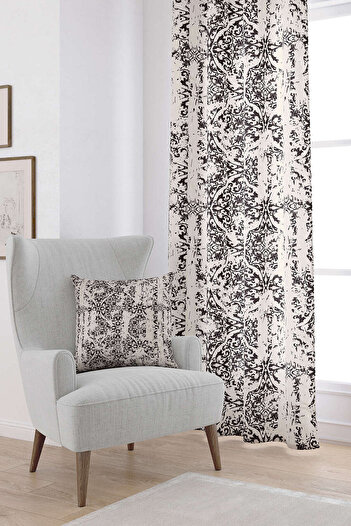 Cango Home Brown Antique Vintage Patterned Digital Printed Curtain Otyk293-pr