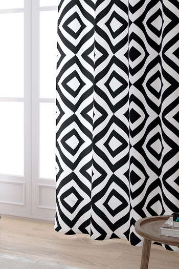 Cango Home White Black Decorative Geometric Patterned Digital Printed Curtain Otyk565-pr