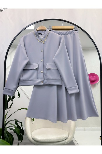YEDİLALE Puff Scuba Skirt Set