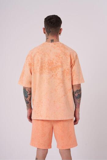Machinist Men's Luxury Washed Basic Relaxed Orange Spotted T-Shirt