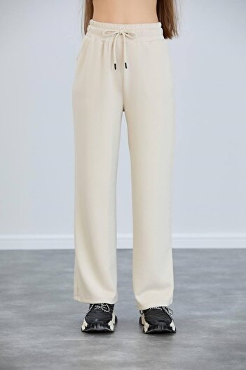 Store Modal Fabric Beige Wide Leg Palazzo Tracksuit