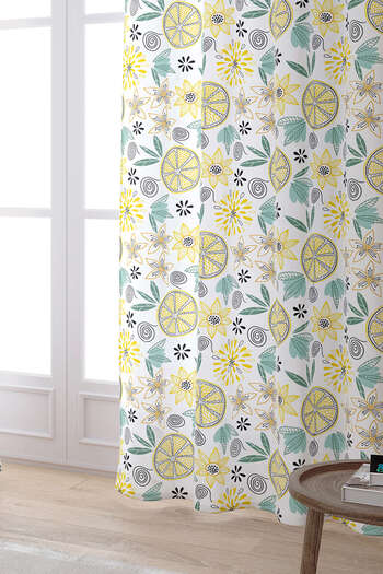 Cango Home White Yellow Lemon Patterned Digital Printed Curtain Oytyk924-pr