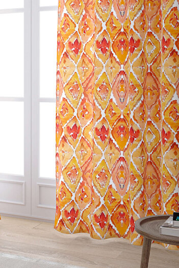 Cango Home White Orange Abstract Decorative Digital Printed Curtain Cgh155-pr