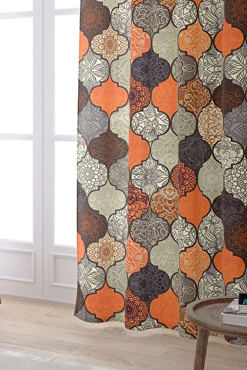 Cango Home Orange Brown Retro Vintage Digital Printed Curtain Otyk294-pr