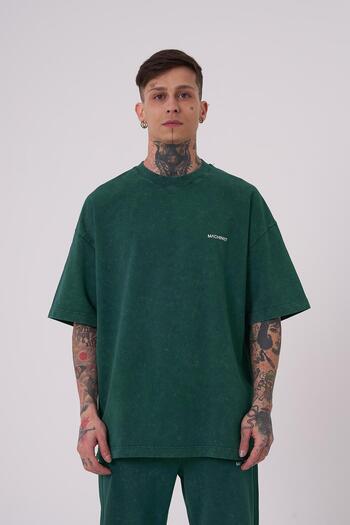 Machinist Ανδρικό μπλουζάκι Luxury Washed Basic Oversize Petrol Green Cloudy