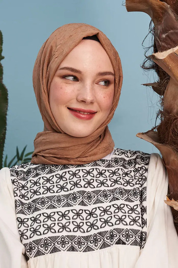 Madame Polo Bamboo Kraş Shawl - Latte