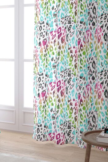 Cango Home White Multicolored Leopard Patterned Digital Printed Curtain Cgh355-pr