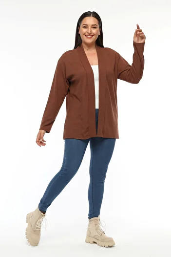 Ebsumu Women's Plus Size Ribbed Loose Cardigan