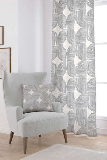 Cango Home Cream Black Bohemian Scandinavian Geometric Digital Printed Curtain Cgh1223-pr