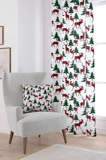 Cango Home Red Green Christmas Themed Plaid Patterned Digital Printed Curtain Cgh792-pr