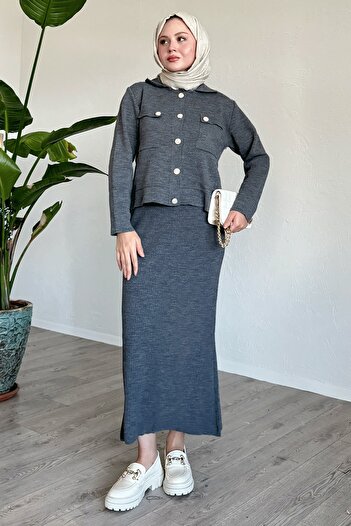 InStyle Anthracite Suit with Skirt and Jacket