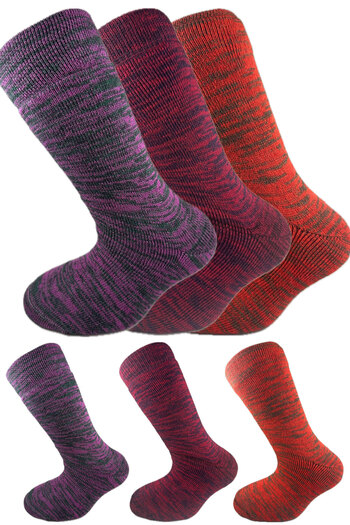 SİHİRLİ AYAKLAR Colorful 3 Pairs Thermal Unisex Men's and Women's Socks - Thick and Warm Heat Sink 38-42