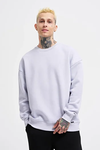 Machinist Ανδρικό φούτερ Basic Crew Neck Oversize ανοιχτό λιλά