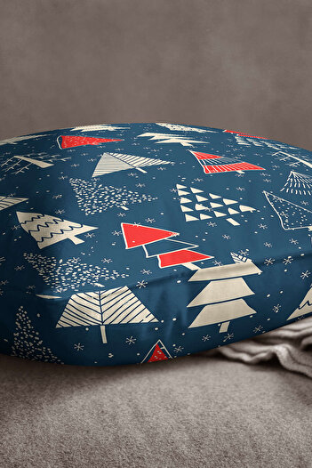 INSENSE HOME Velvet Babyface Red Navy Blue Christmas Themed Digital Printed Throw Pillow Pillow Case - Cgh295