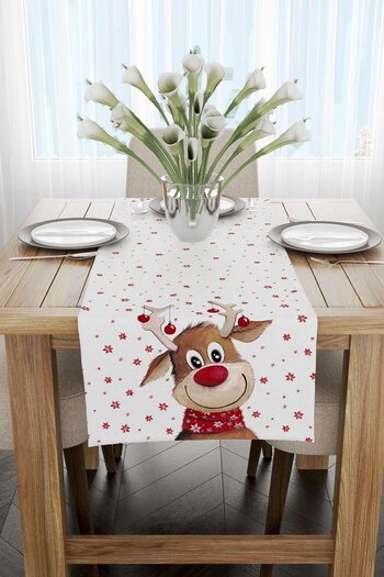 Cango Home Red Deer Christmas Themed Digital Printed Runner CGH1371-RN