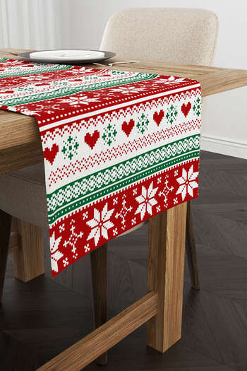 Cango Home Red Green Christmas Themed Digital Printed Runner Cgh224-rn