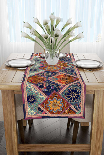 Cango Home Καφέ Πολύχρωμο Ethnic Vintage μοτίβο ψηφιακό τυπωμένο Runner Otyk450-rn