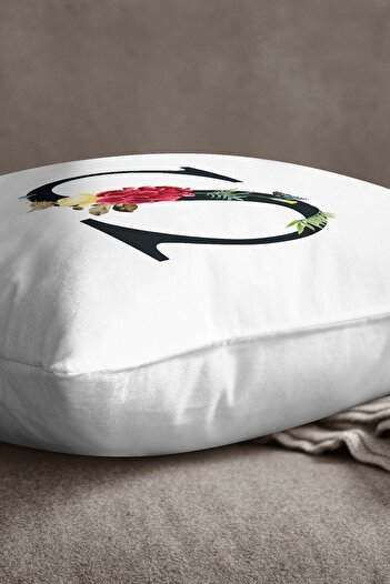 INSENSE HOME Velvet Babyface Double Sided Red Floral Letter Throw Pillow Cover - Letter S