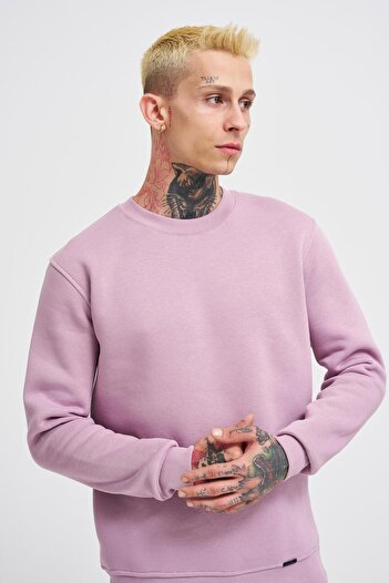 Machinist Men's Crew Neck Basic Regular Pink Sweatshirt