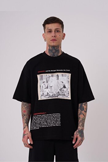 Machinist Ανδρικό Premium Aristoteles Printed Oversize Μαύρο T-Shirt
