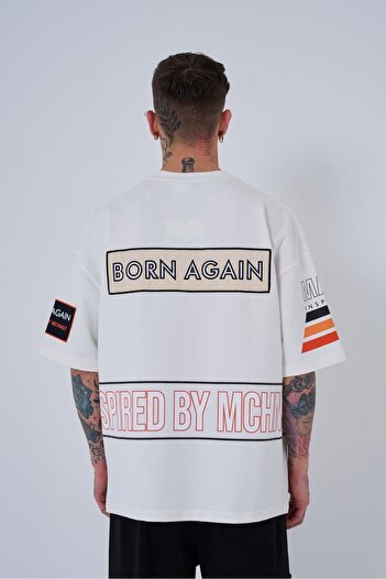 Machinist Men's Inspired By Machinist Printed Oversize Ecru T-Shirt