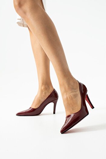 grand coco Pantofi cu toc clasic burgundy cu vârf ascuțit pentru femei