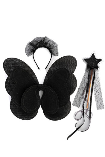 DUCA Girl's Birthday Butterfly Wing Set 5-8 Years / Black Color