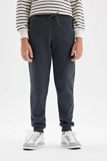DeFacto W0773 Antrasit Beli Paçası Lastikli Cepli Jogger Okul Eşofman Altı
