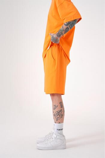 Machinist Men's Premium Pocketed Basic Relaxed Cotton Orange Shorts