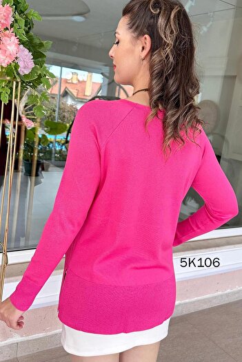 İnce Topuk Square Neck Side Slit Knitwear Blouse 5K106