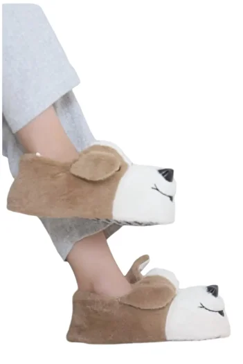 Liger Beige Colorful Unisex Cute Dog Figure Non-Slip Base Home Slippers