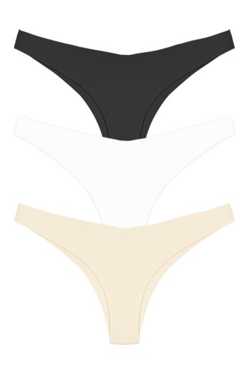 Cottonhill Basic Non-Marking Laser Cut Women's Brazilian Panties 3 Pack - 5