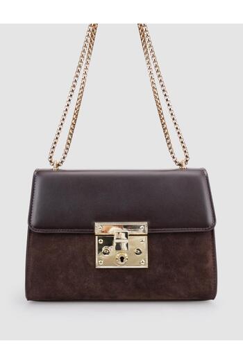Cabani 100% Genuine Leather Brown Suede Chain Strap Women's Shoulder Bag
