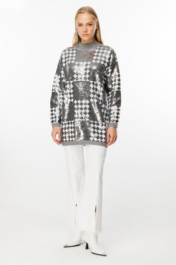 Ghisa Gray Sequined Tunic