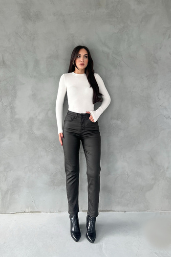 Seda Yalçın Atelier Khaki Waxed Look Jeans