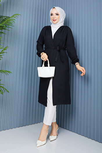 İmajButik Black Sleeve Elastic Waist Drawstring Detailed Cap
