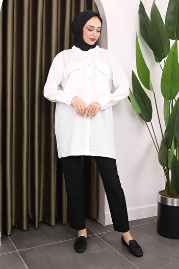 İmajButik White Shirt with Lace Detail