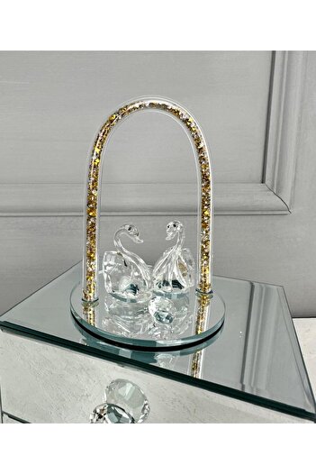PEKİBU KRİSTAL GÖKKUŞAĞI MODEL STANTLI 2'Lİ KUĞU GOLD