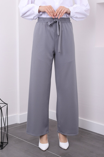 İmajButik High Waist and Wide Leg Gray Trousers