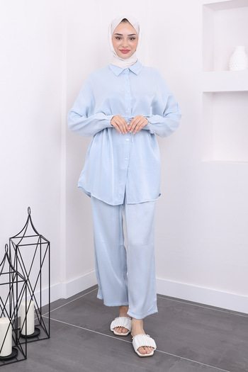 İmajButik Σετ Baby Blue τουνίκ και παντελόνι - Ζώνη μέσης