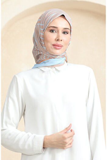 sefamerve Mink Baby Blue Soft Cotton Scarf 19089-12